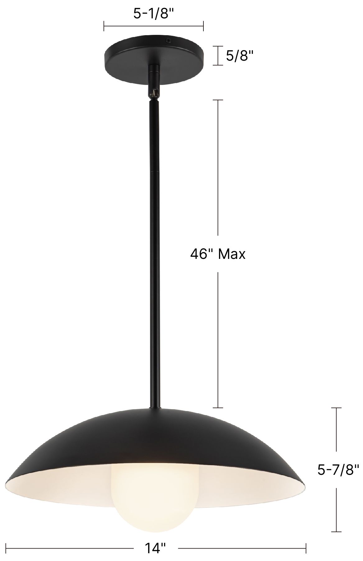 Image 7 Umbra 14-in Black Pendant with Matte Opal Glass Diffuser more views