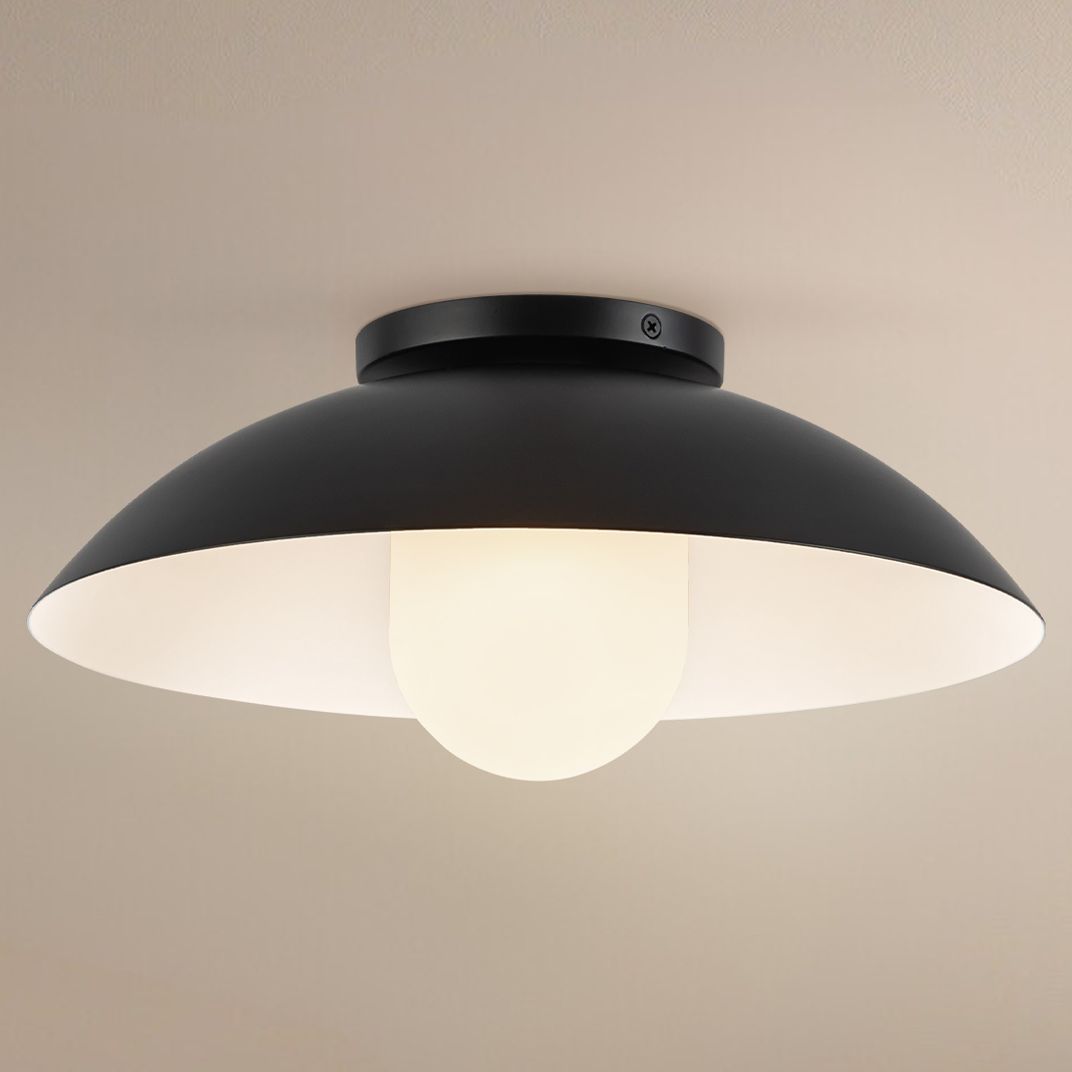 Umbra 14-in Black Semi-Flush Mount with Matte Opal Glass Diffuser