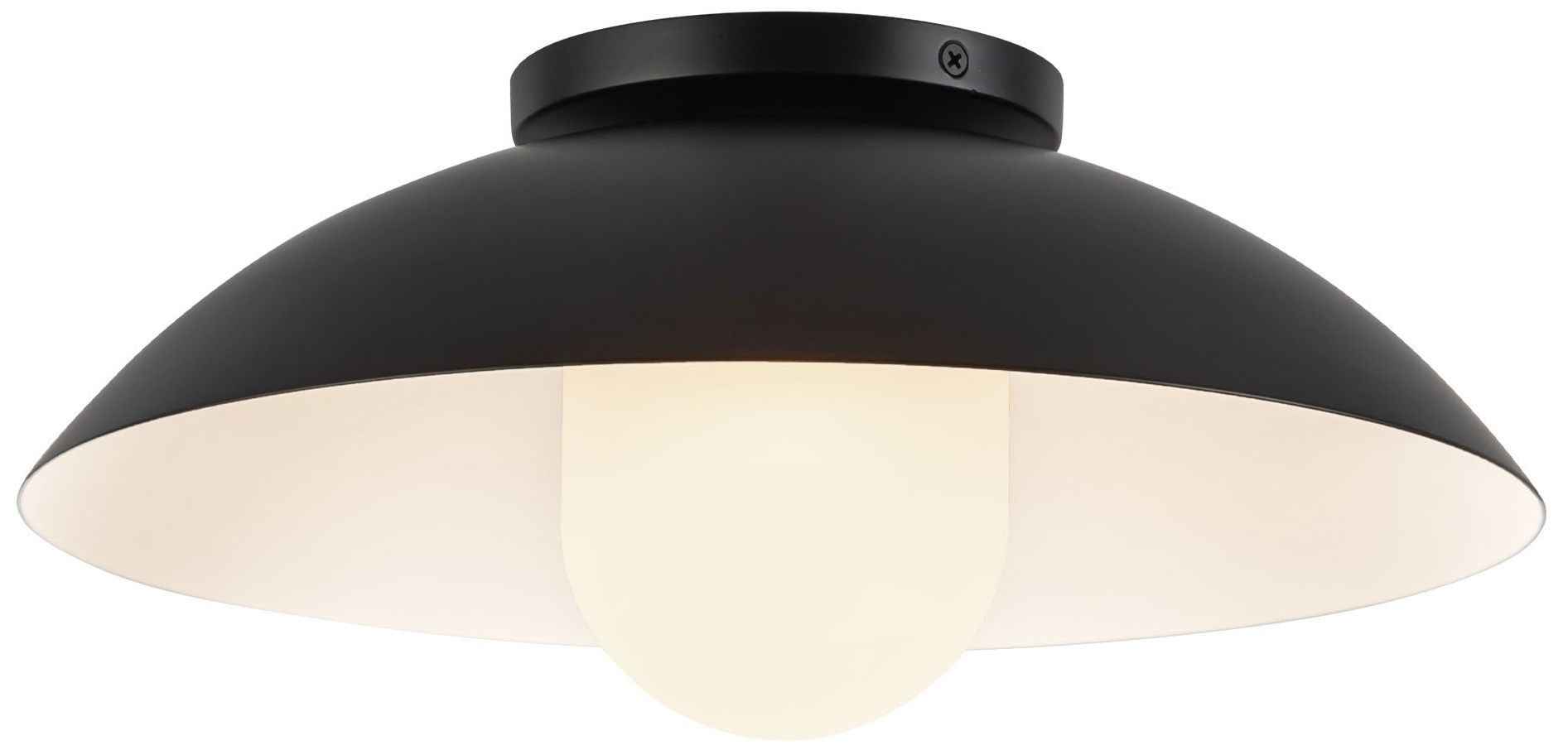 Image 4 Umbra 14-in Black Semi-Flush Mount with Matte Opal Glass Diffuser more views