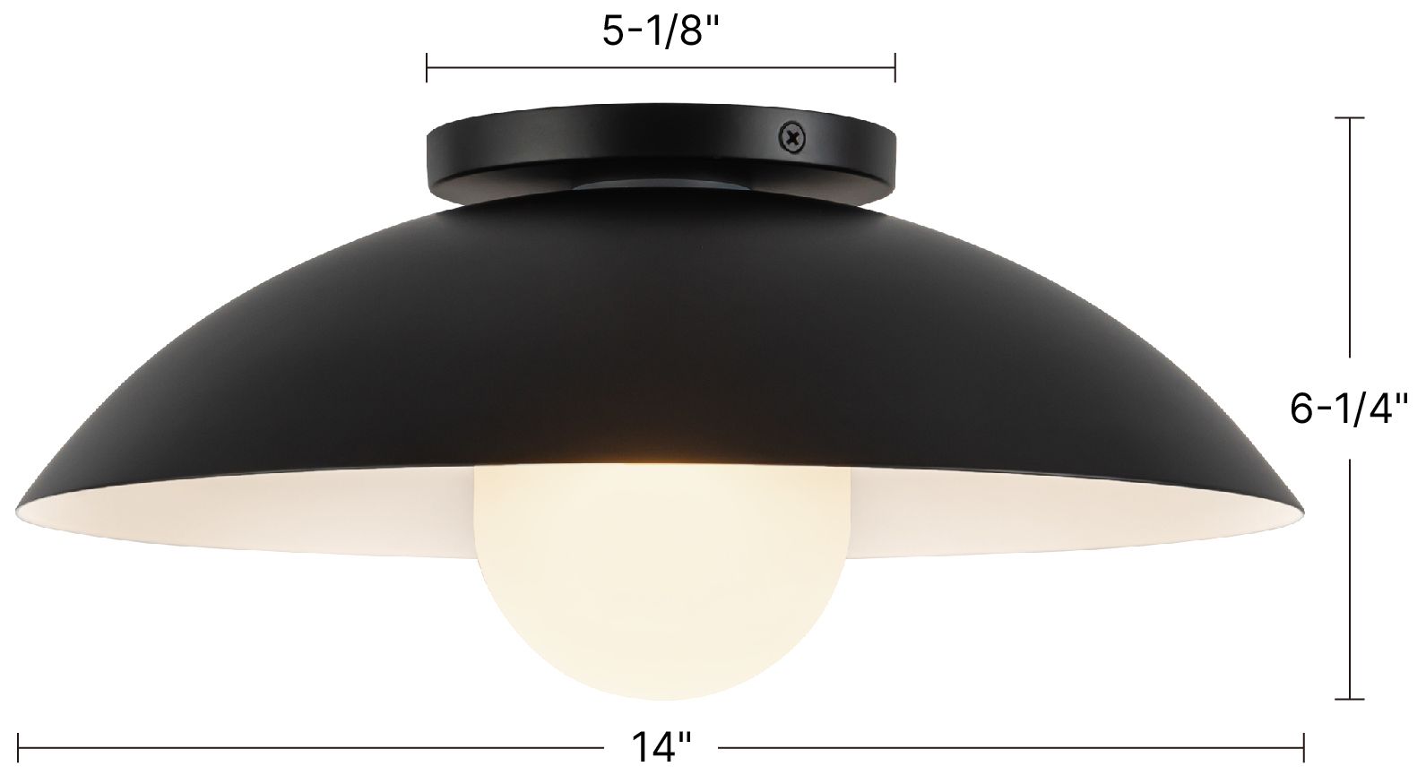 Umbra 14-in Black Semi-Flush Mount with Matte Opal Glass Diffuser