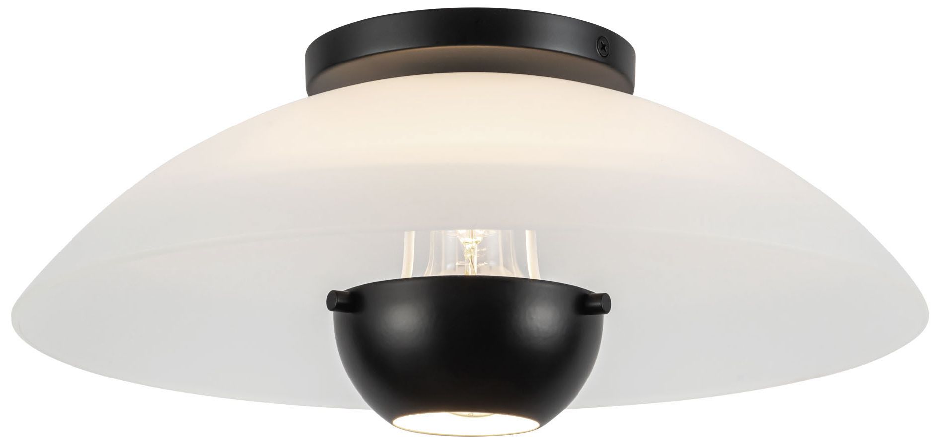 Image 4 Umbra 14-in Black Semi-Flush Mount with Matte Opal Glass Shade more views