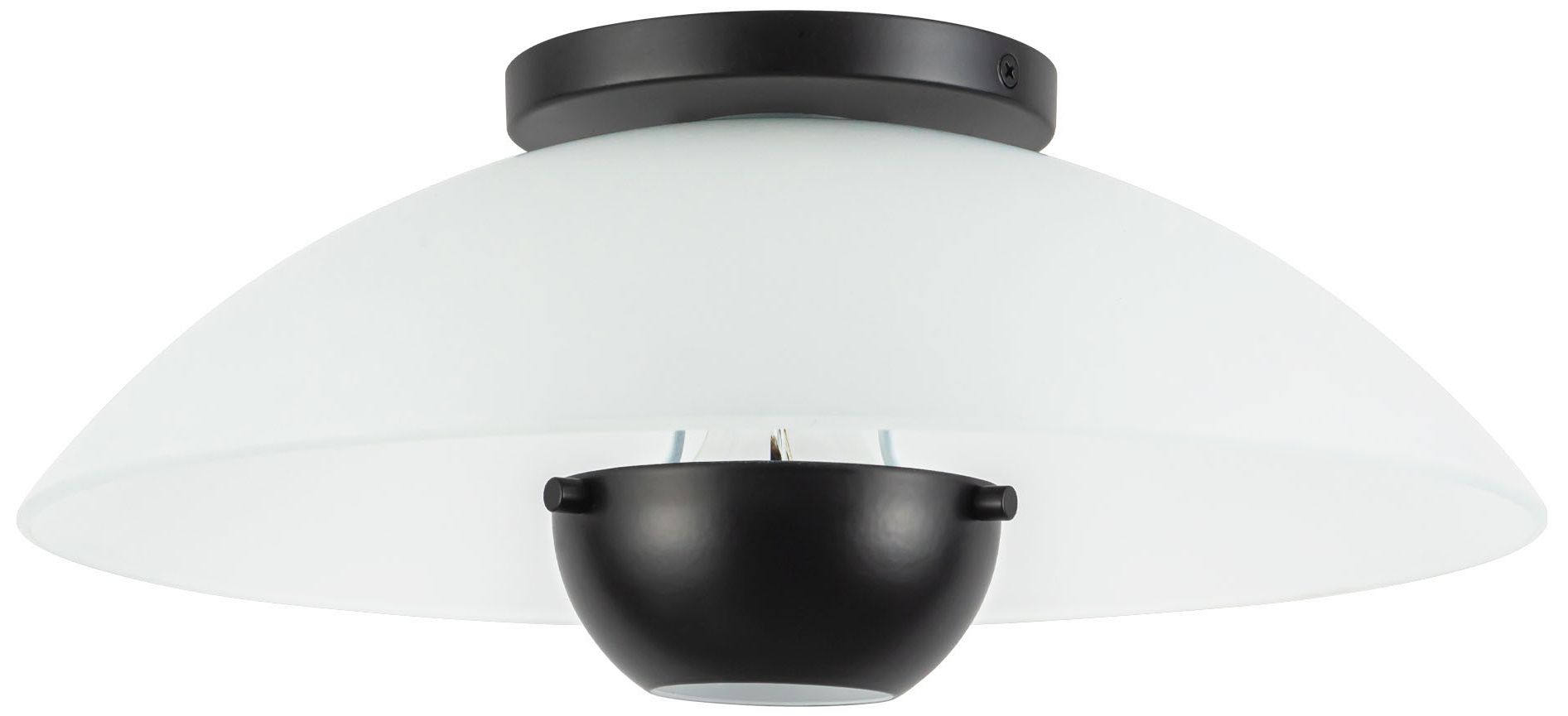 Image 6 Umbra 14-in Black Semi-Flush Mount with Matte Opal Glass Shade more views