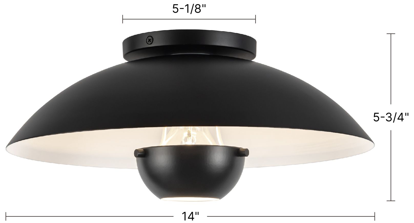 Image 7 Umbra 14-in Black Semi-Flush Mount with Matte Opal Glass Shade more views
