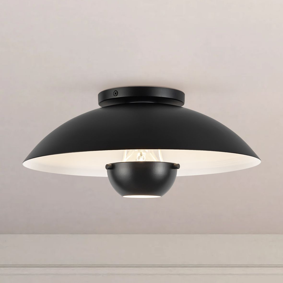 Umbra 14-in Black Semi-Flush Mount