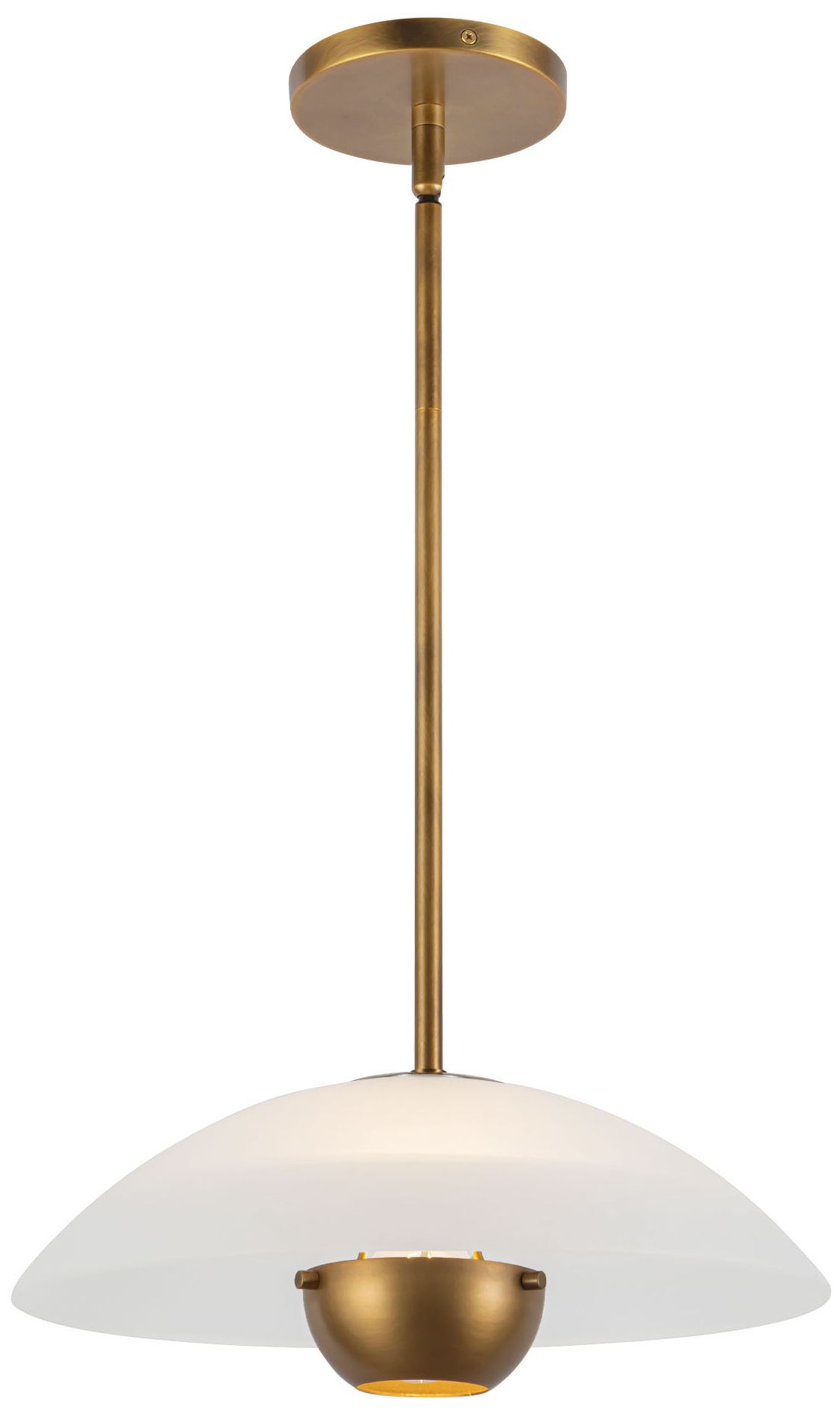 Umbra 14-in Vintage Brass Pendant with Matte Opal Glass Shade