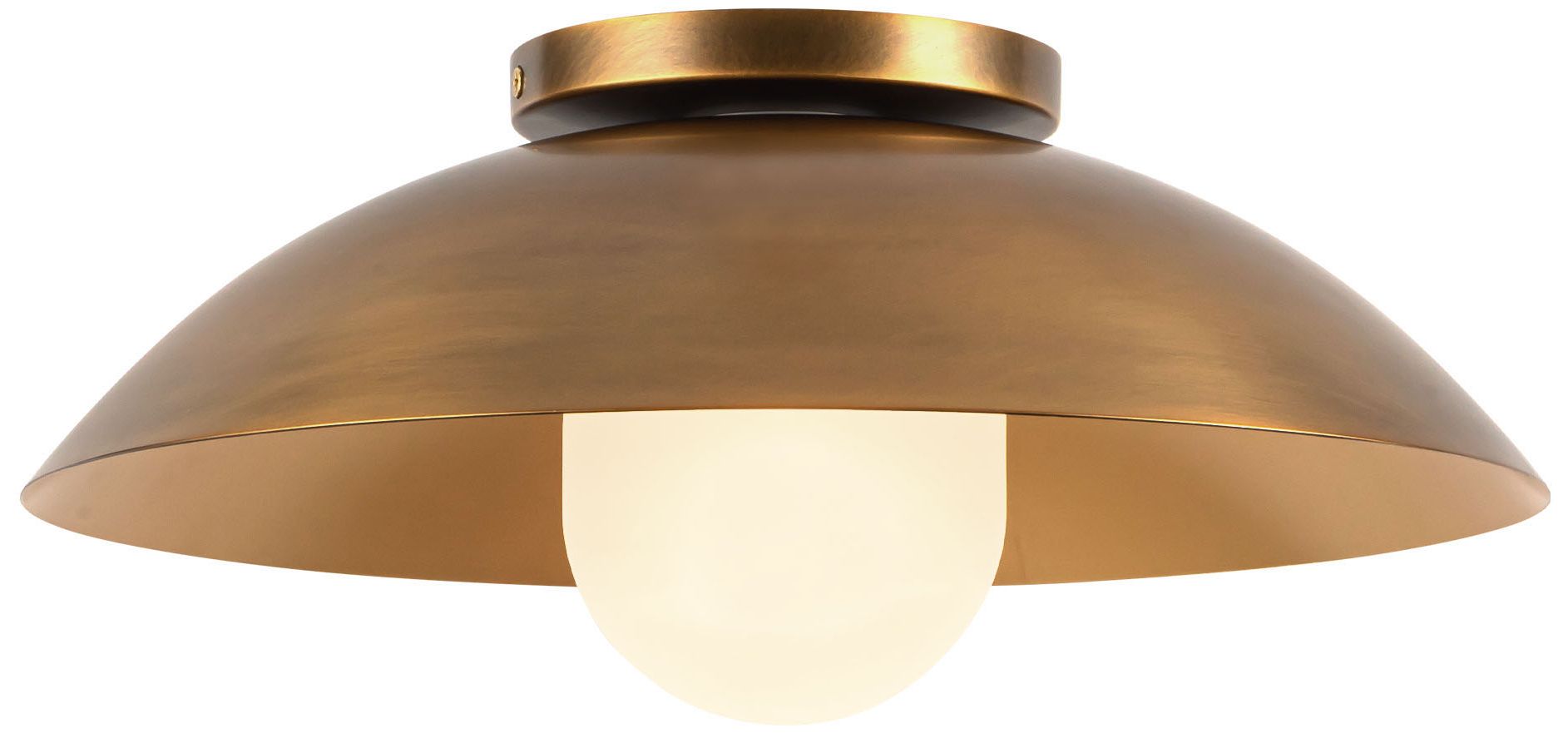 Image 4 Umbra 14-in Vintage Brass Semi-Flush Mount with Matte Opal Glass Diffuser more views