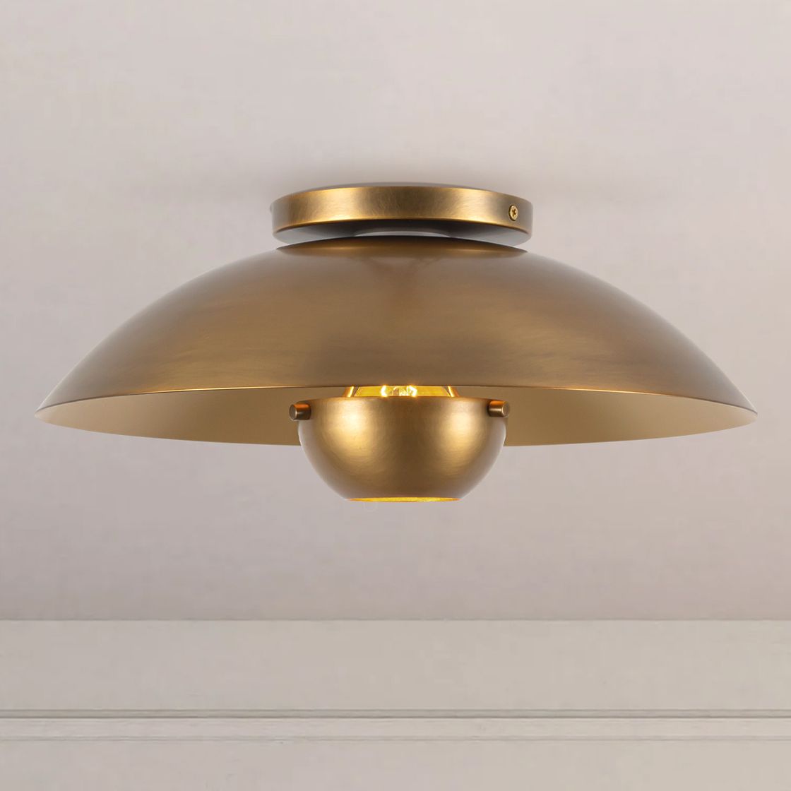 Umbra 14-in Vintage Brass Semi-Flush Mount