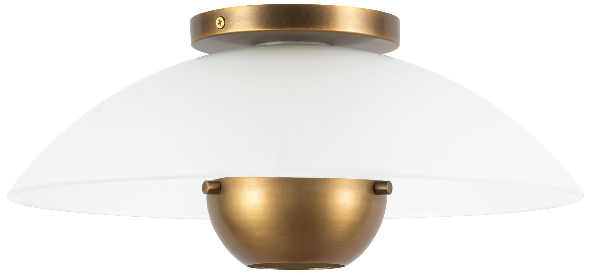 Image 4 Umbra 14-in Vntage Brass Semi-Flush Mount with Matte Opal Glass Shade more views
