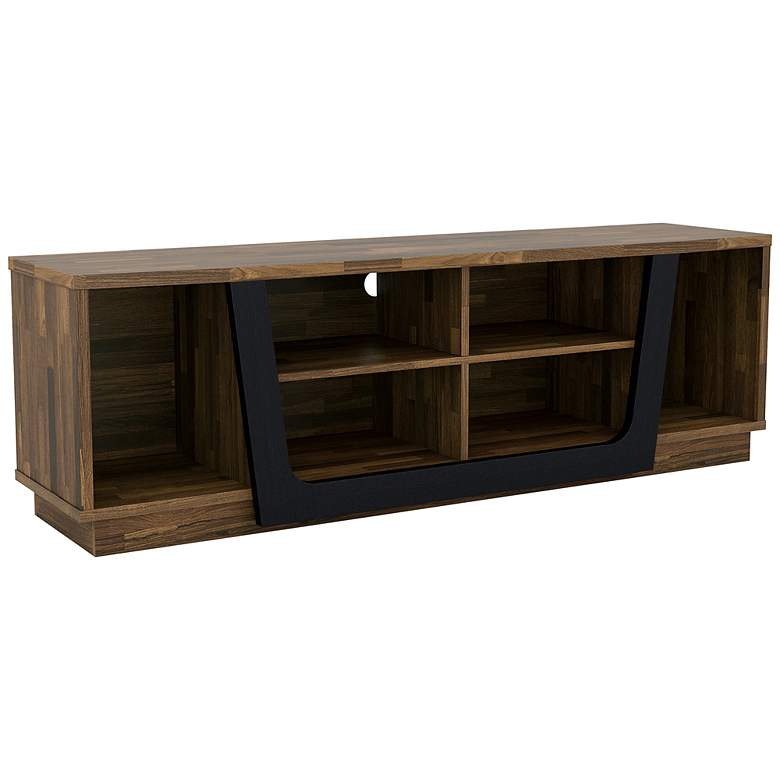 Image 2 Umbra 63" Wide Light Hickory Wood 6-Shelf TV Stand
