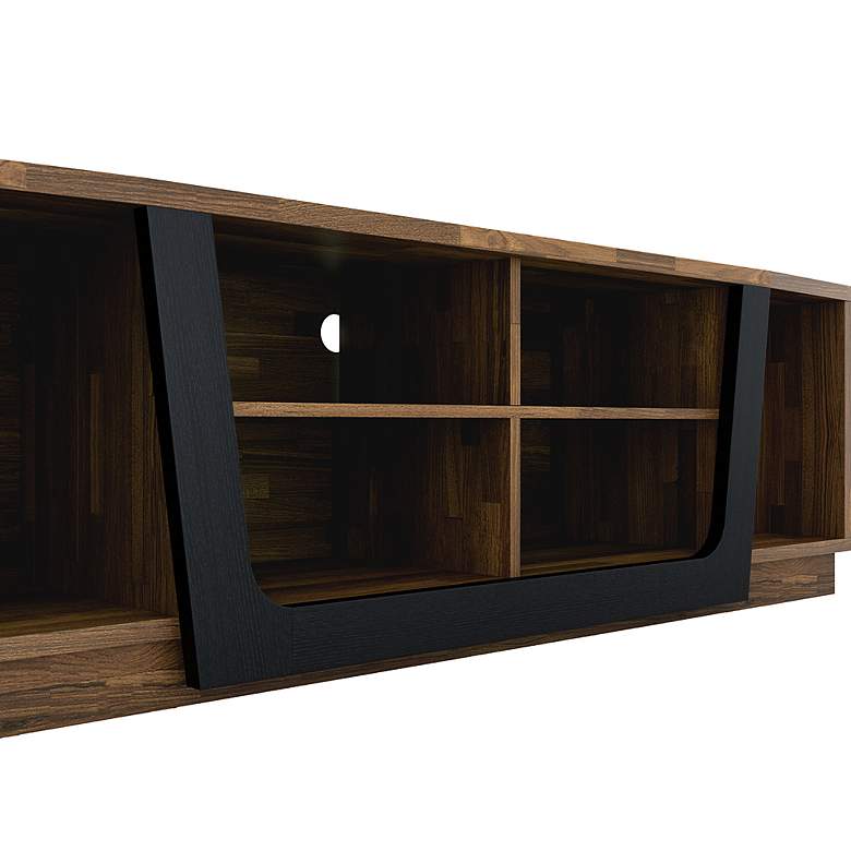 Image 4 Umbra 63" Wide Light Hickory Wood 6-Shelf TV Stand more views