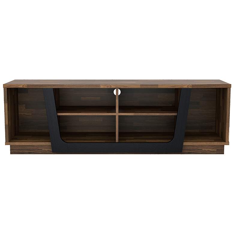 Image 6 Umbra 63" Wide Light Hickory Wood 6-Shelf TV Stand more views