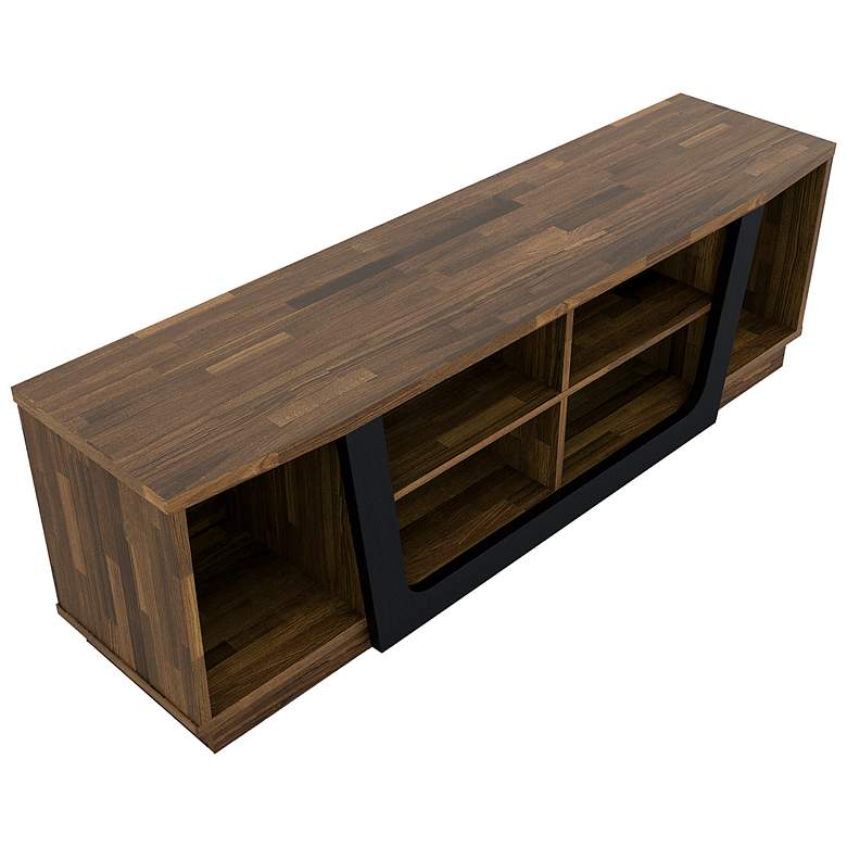 Image 7 Umbra 63" Wide Light Hickory Wood 6-Shelf TV Stand more views