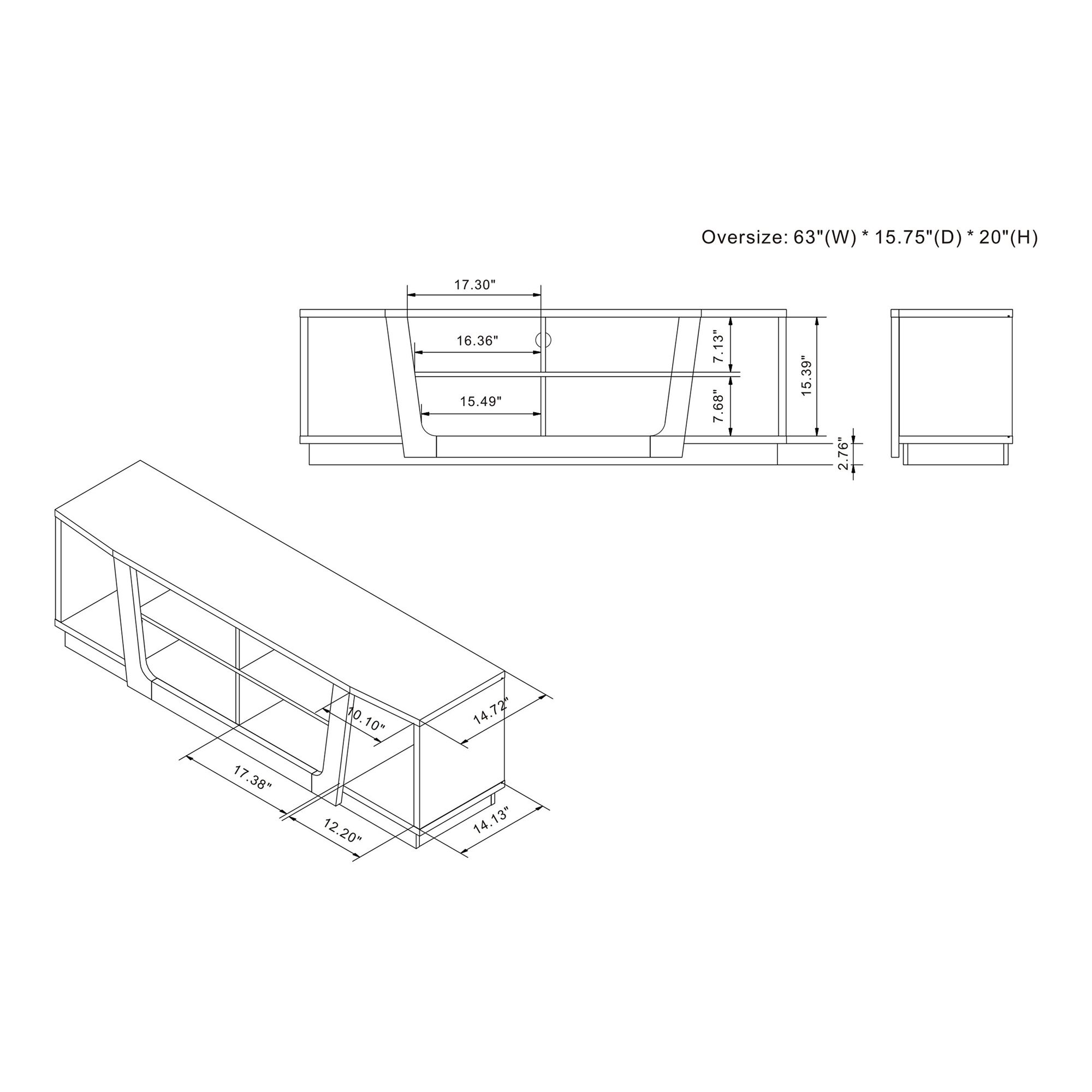 Umbra 63" Wide Light Hickory Wood 6-Shelf TV Stand