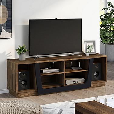 Umbra 63" Wide Light Hickory Wood 6-Shelf TV Stand