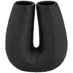 Umbrage Matte Black 12 1/2&quot; High U-Shaped Decorative Vase