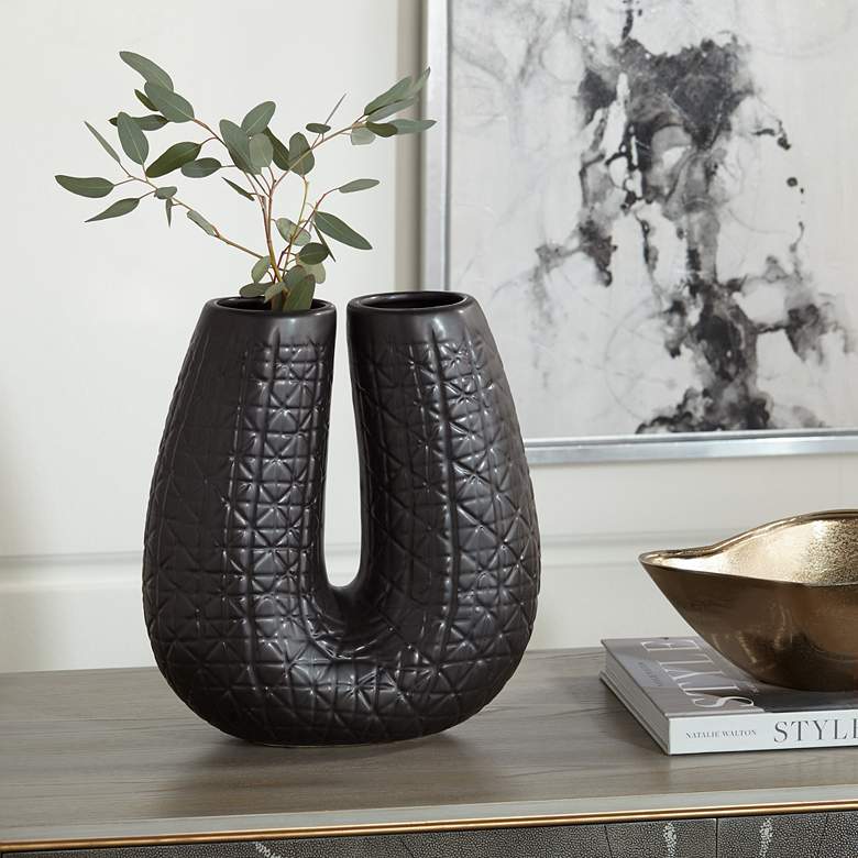 Image 2 Umbrage Matte Black 12 1/2" High U-Shaped Decorative Vase