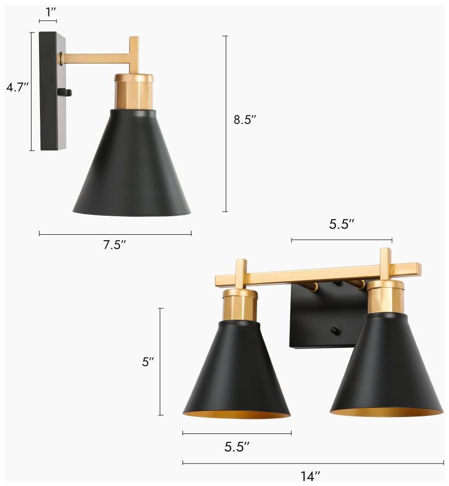 Image 2 Umbralicious 8 1/2"H Matte Black and Satin Gold Wall Sconce more views