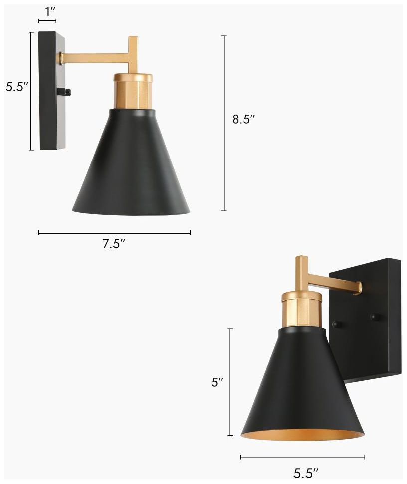 Image 2 Umbralicious 8 1/2"H Matte Black and Satin Gold Wall Sconce more views