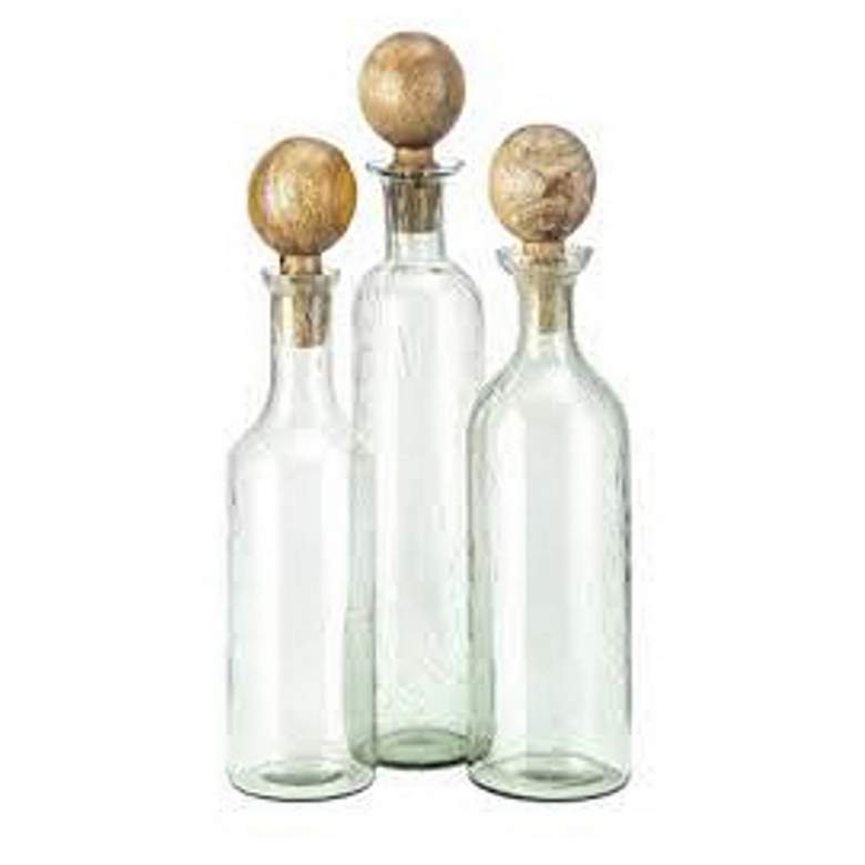Image 1 Umbria Brown and Clear Glass Bottles - Set of 3