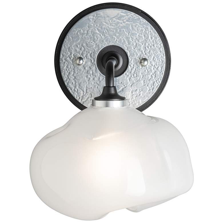 Image 1 Ume 1-Light Curved Arm Bath Sconce - Black Finish - Frosted Glass