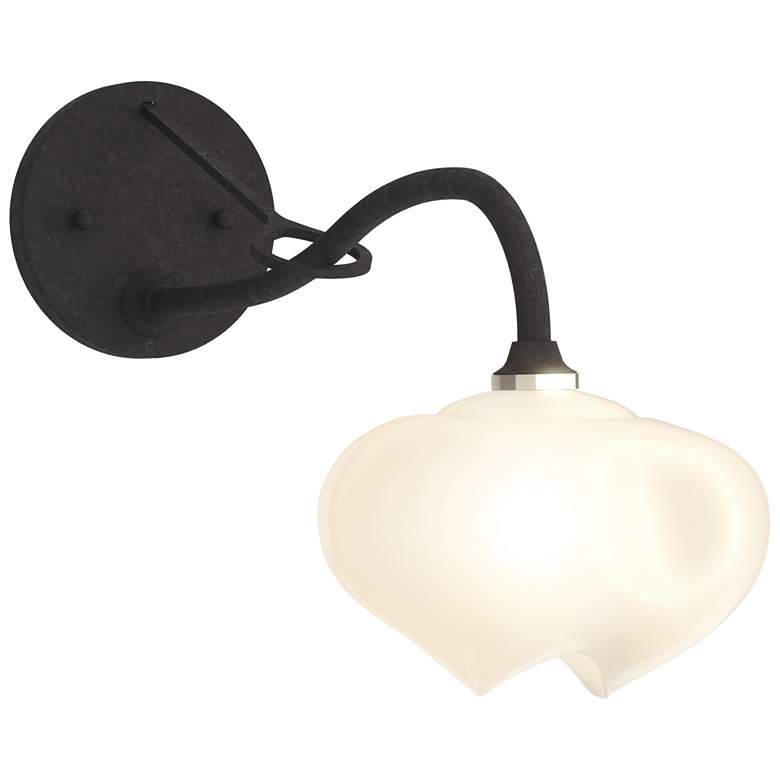 Image 1 Ume 10.2 inch High Black Long-Arm Sconce With Frosted Glass Shade