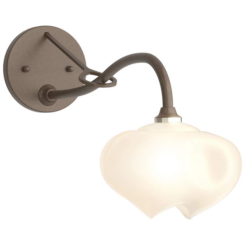Image 1 Ume 10.2" High Bronze Long-Arm Sconce With Frosted Glass Shade