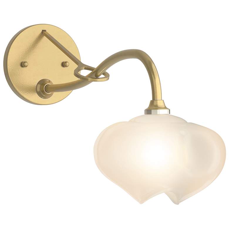 Image 1 Ume 10.2" High Modern Brass Long-Arm Sconce With Frosted Glass Shade