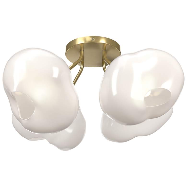 Image 1 Ume 15.2" Wide 4-Light Modern Brass Semi-Flush With Frosted Glass Shad