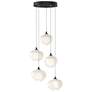 Ume 16.6" Wide 5-Light Black Pendant With Frosted Glass Shade