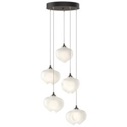 Ume 16.6&quot; Wide 5-Light Bronze Pendant With Frosted Glass Shade