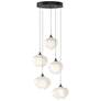 Ume 16.6" Wide 5-Light Dark Smoke Pendant With Frosted Glass Shade