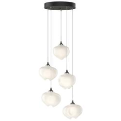 Ume 16.6&quot; Wide 5-Light Natural Iron Pendant With Frosted Glass Shade