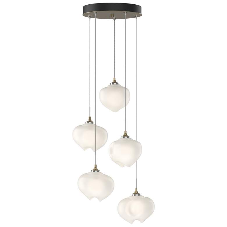 Image 1 Ume 16.6 inch Wide 5-Light Soft Gold Pendant With Frosted Glass Shade