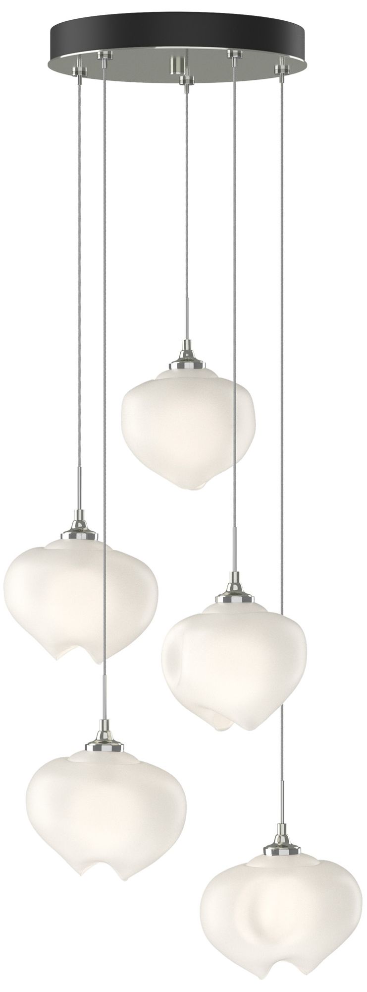 Ume 16.6"W 5-Light Sterling Pendant With Frosted Glass Shade Made to O