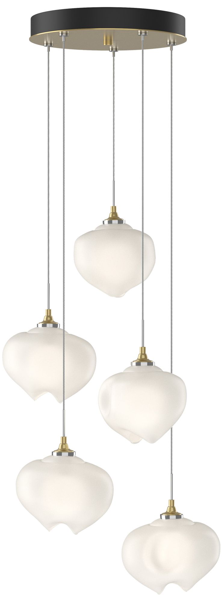 Ume 16.6"W 5-Light Modern Brass Pendant With Frosted Glass Made to Order
