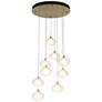 Ume 20.5" 9-Light Round Black Long Pendant with Frosted Glass