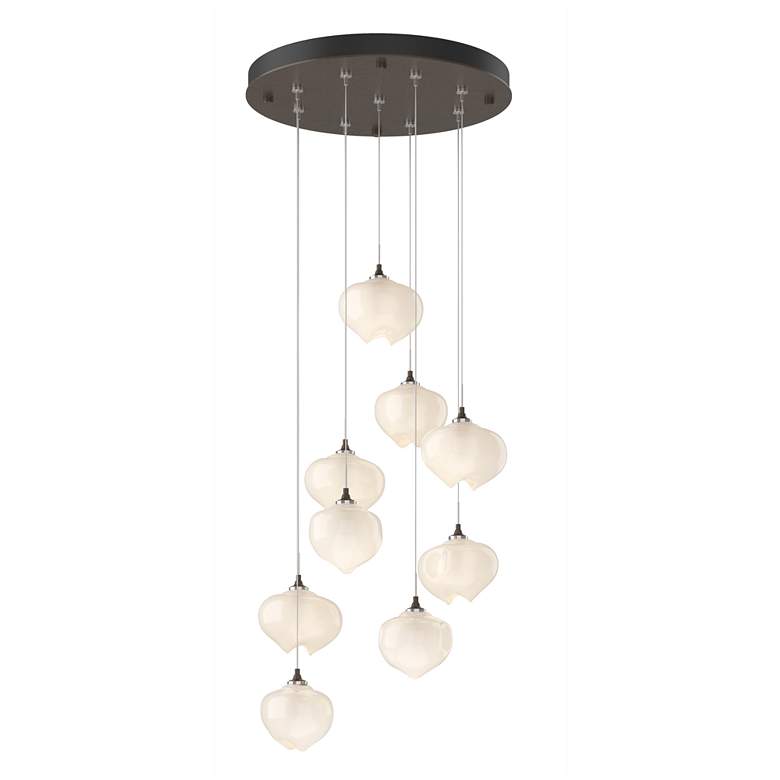Image 1 Ume 20.5"W 9-Light Round Bronze Standard Pendant w/ Frosted Glass Shad