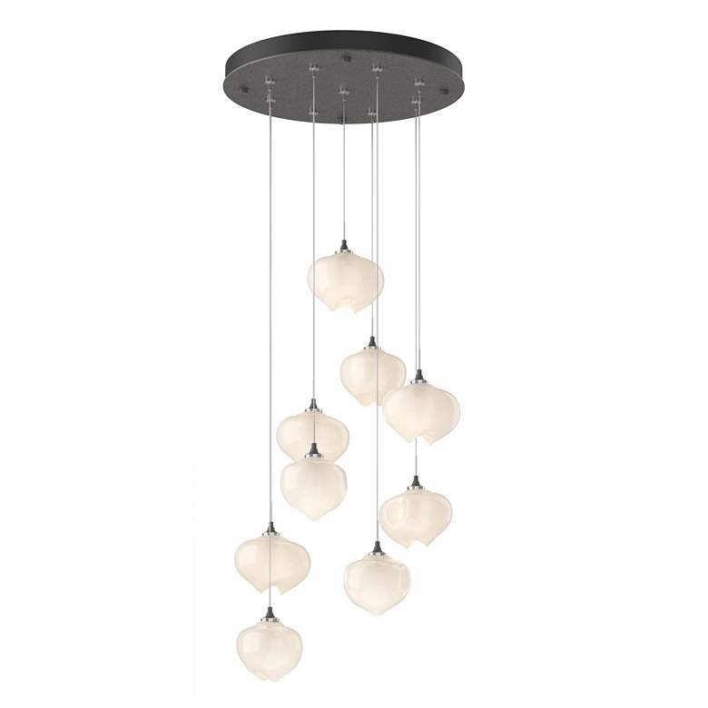 Image 1 Ume 20.5"W 9-Light Round Iron Standard Pendant w/ Frosted Glass Shade