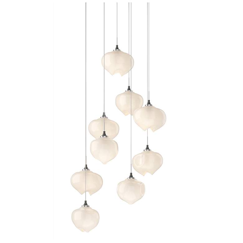 Image 1 Ume 20.5"W 9-Light Round Natural Iron Long Pendant w/ Frosted Glass Sh