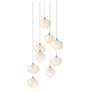 Ume 20.5"W 9-Light Round Sterling Long Pendant w/ Frosted Glass Shade