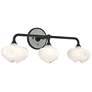 Ume 22"W 3-Light  Accented Curved Arm Black Bath Sconce w/ Frosted Sha
