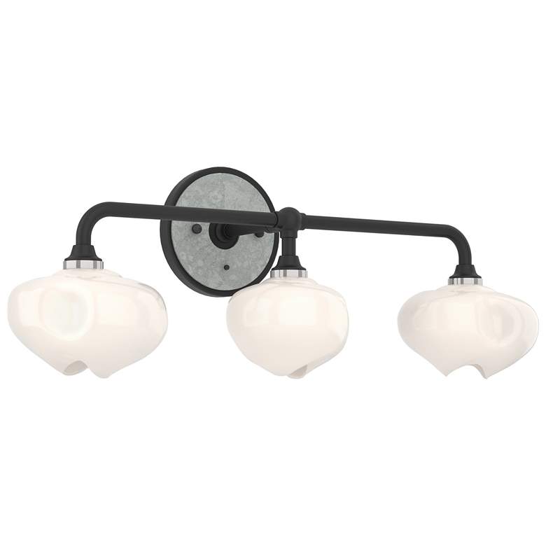 Image 1 Ume 22"W 3-Light Accented Curved Arm Black Bath Sconce w/ Frosted Sha