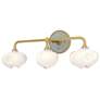 Ume 22"W 3-Light  Accented Curved Arm Brass Bath Sconce w/ Frosted Sha