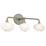 Ume 22"W 3-Light  Accented Curved Arm Gold Bath Sconce w/ Frosted Shad