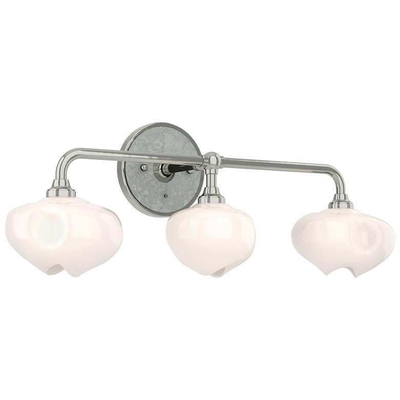 Image 1 Ume 22 inchW 3-Light  Accented Curved Arm Sterling Bath Sconce w/ Frosted 