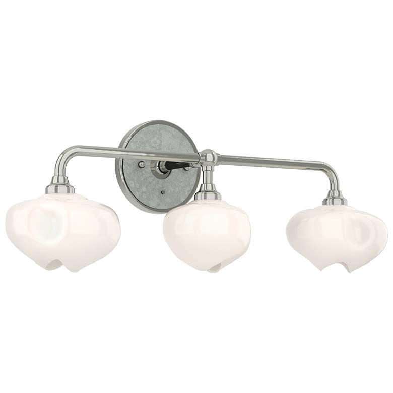 Image 1 Ume 22"W 3-Light Accented Curved Arm Sterling Bath Sconce w/ Frosted