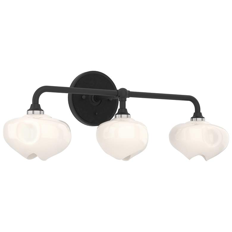 Image 1 Ume 22 inchW 3-Light Black Accented Black Bath Sconce w/ Frosted Shade