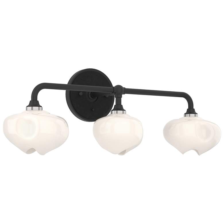 Image 1 Ume 22"W 3-Light Black Accented Black Bath Sconce w/ Frosted Shade