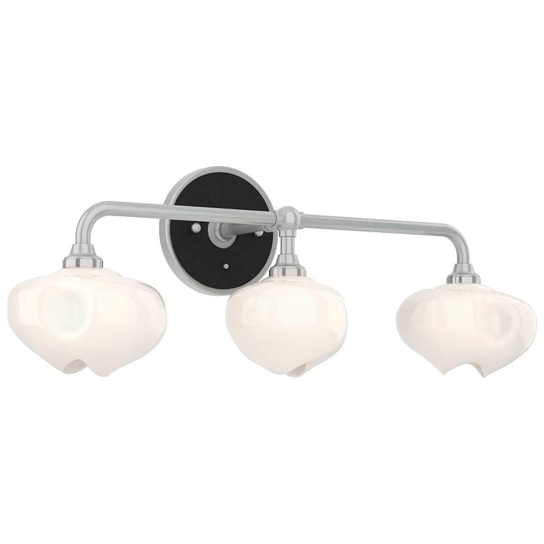 Image 1 Ume 22 inchW 3-Light Black Accented Curved Arm  Bath Sconce w/ Frosted Sha