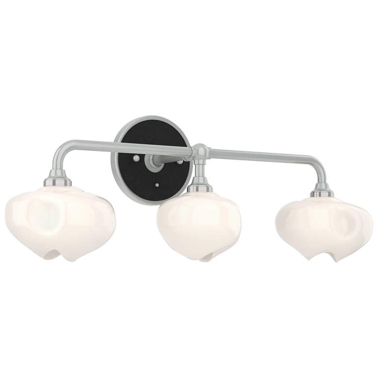 Image 1 Ume 22"W 3-Light Black Accented Curved Arm Bath Sconce w/ Frosted Sha